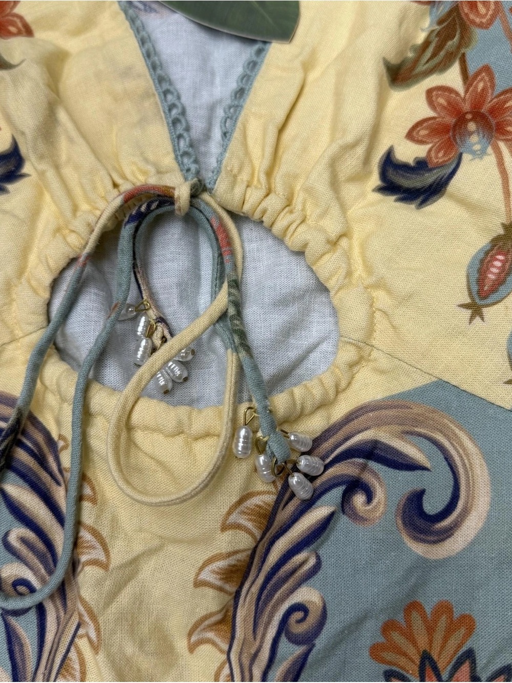 FARM Rio Sage, Cream & Orange Tiered Floral Midi Dress - Picture 2 of 3